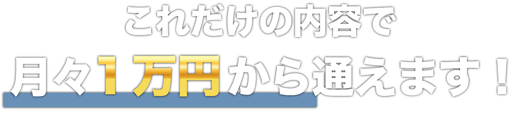 これだけの内容で『月々1万円』から通える！！